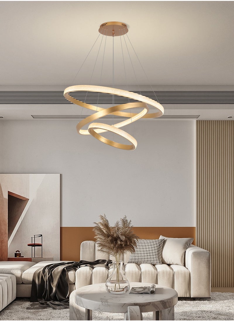 YATAI LIGHTING - LED Chandelier Living Room,Remote Control Large Dia 80cm 3-Ring Gold Modern Chandelier Light, Acrylic Adjustable Color Temperature Chandelier 3 Ring Lamp(210W,80 * 60 * 40cm) - Image 1