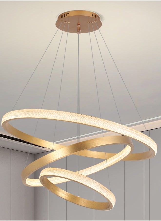 YATAI LIGHTING - LED Chandelier Living Room,Remote Control Large Dia 80cm 3-Ring Gold Modern Chandelier Light, Acrylic Adjustable Color Temperature Chandelier 3 Ring Lamp(210W,80 * 60 * 40cm) - Image 1