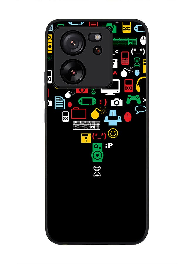 Stylizedd حافظة حواف سوداء متينة لهاتف Xiaomi 13T / Xiaomi 13T Pro، حافظة مرنة رقيقة من المطاط مع حواف مضادة للسقوط - Convergence (أسود) - Image 1