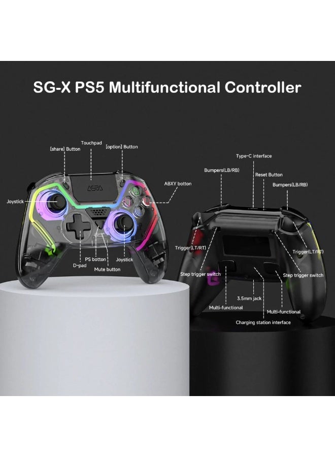 وحدة تحكم ألعاب لاسلكية ASRVA PS5 مزودة بإضاءة RGB وتأثير هول وبطارية 1000 مللي أمبير - Image 3