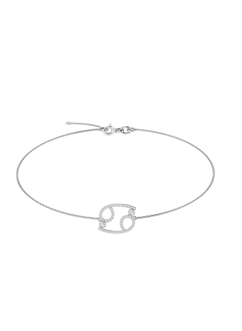 Capri Gold - Capri Gold 18K White Gold Cancer Zodiac Sign Bracelet with Diamonds - Image 1