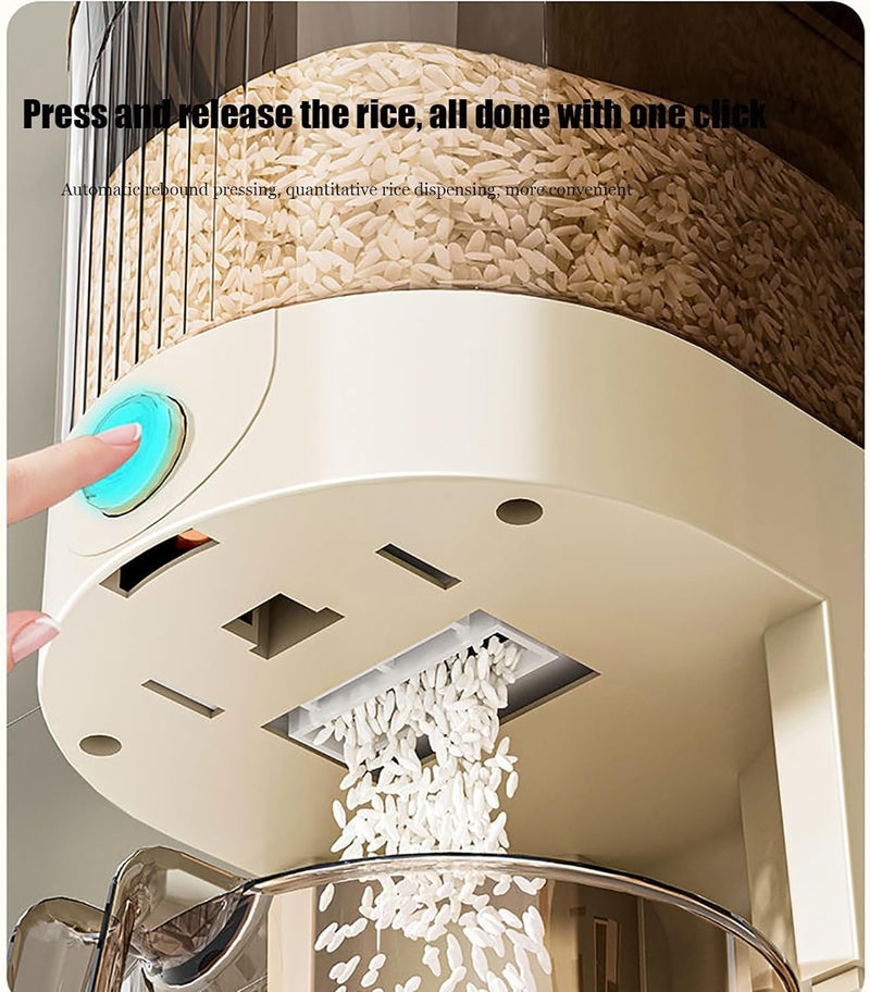 Peaoop 11LB Rice Dispenser, Large Grain Container Storage with Lid Measuring Cylinder Household Cereal Dispenser Bucket for Kitchen Soybean Corn(11lb) - Image 4