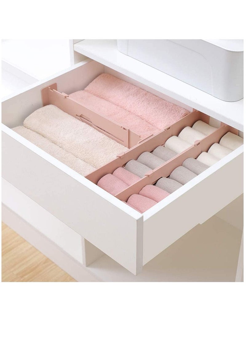 TYCOM Plastic Drawer Dividers 2 Pcs Dresser Kitchen Office Drawer Organizer Accessories Underwear Tools Utensil Plastic Storage (Pink)  - Image 1