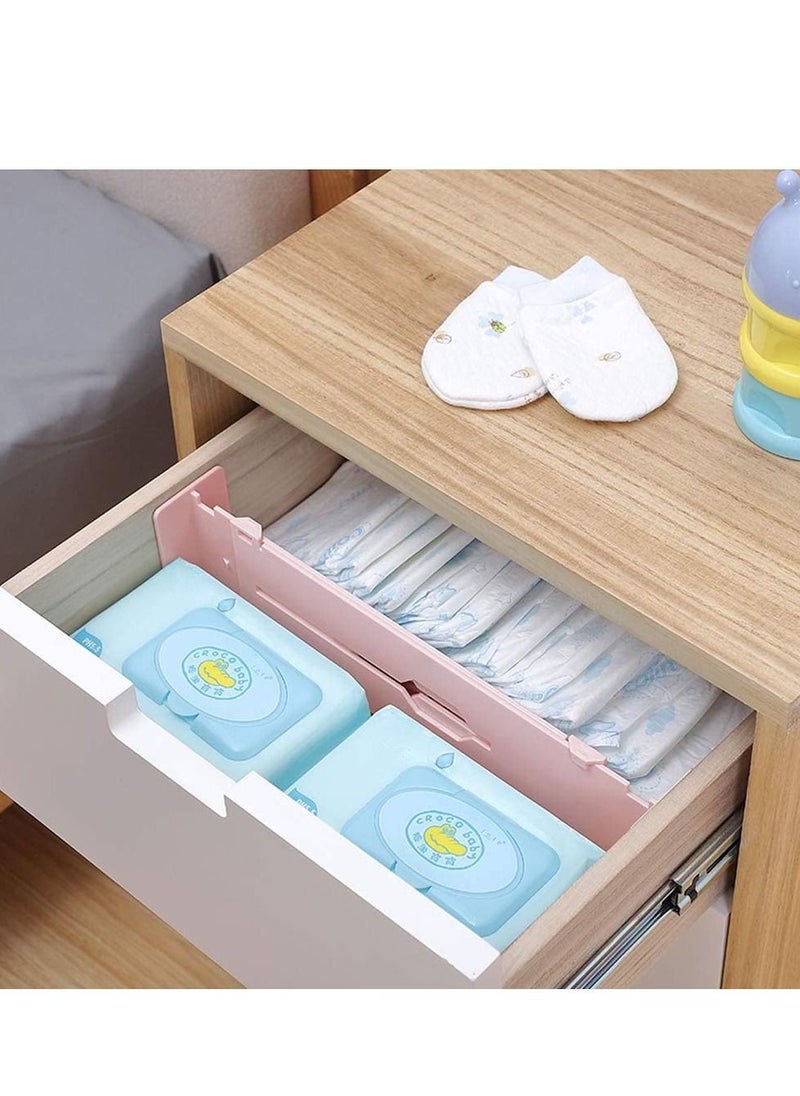 TYCOM Plastic Drawer Dividers 2 Pcs Dresser Kitchen Office Drawer Organizer Accessories Underwear Tools Utensil Plastic Storage (Pink)  - Image 5