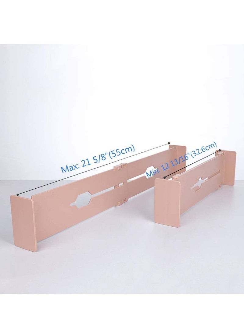 TYCOM Plastic Drawer Dividers 2 Pcs Dresser Kitchen Office Drawer Organizer Accessories Underwear Tools Utensil Plastic Storage (Pink)  - Image 2
