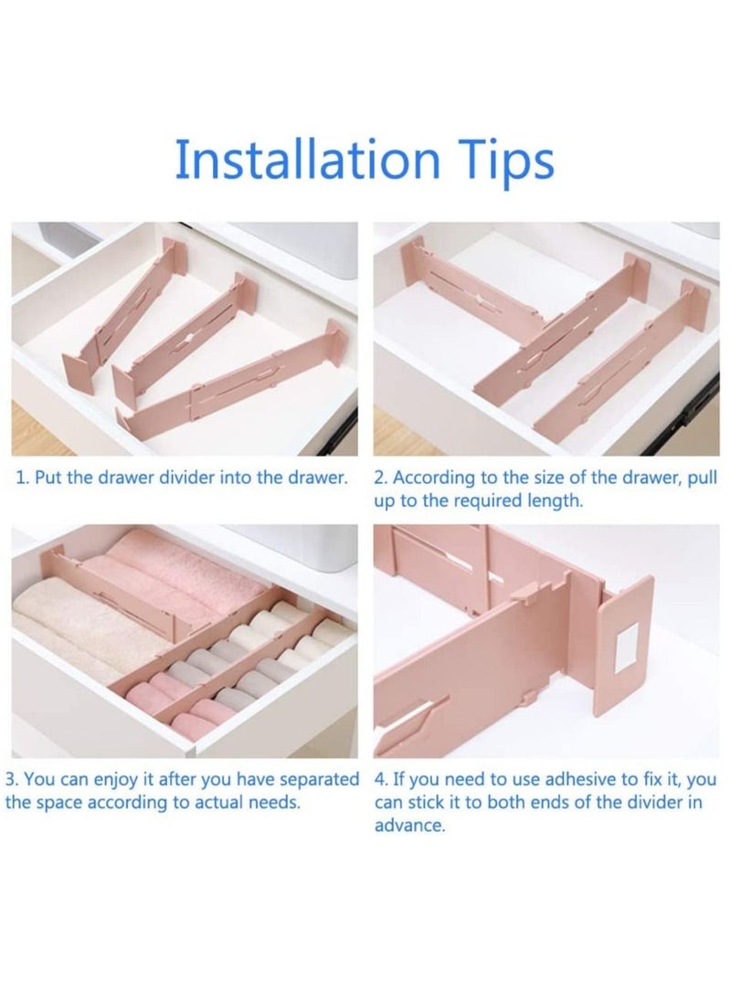 TYCOM Plastic Drawer Dividers 2 Pcs Dresser Kitchen Office Drawer Organizer Accessories Underwear Tools Utensil Plastic Storage (Pink)  - Image 3