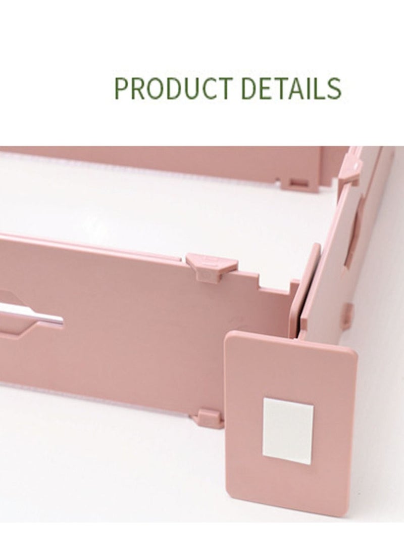 TYCOM Plastic Drawer Dividers 2 Pcs Dresser Kitchen Office Drawer Organizer Accessories Underwear Tools Utensil Plastic Storage (Pink)  - Image 4