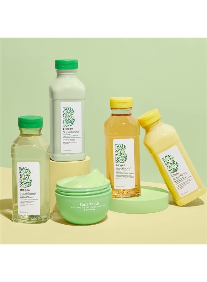 Briogeo Superfoods Matcha + Apple Replenishing Shampoo, Supports Healthy, Balanced Hair and Scalp, Shampoo for All Hair Types and Textures, Enhances Shine, Vegan, Cruelty-Free, 12.5 fl oz - Image 4