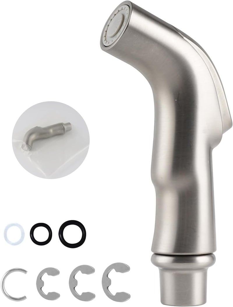 ANJOES Universal Kitchen Sink Spray Attachment, Sink Side Sprayer Head Replacement Compatible with Oakbrook/Delta/Moen/Kohler/Glacier Bay Faucets, Pull Out Nozzle Head, Brushed Nickel - Image 1