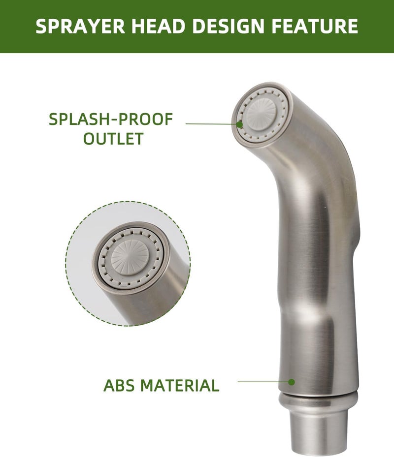 ANJOES Universal Kitchen Sink Spray Attachment, Sink Side Sprayer Head Replacement Compatible with Oakbrook/Delta/Moen/Kohler/Glacier Bay Faucets, Pull Out Nozzle Head, Brushed Nickel - Image 2