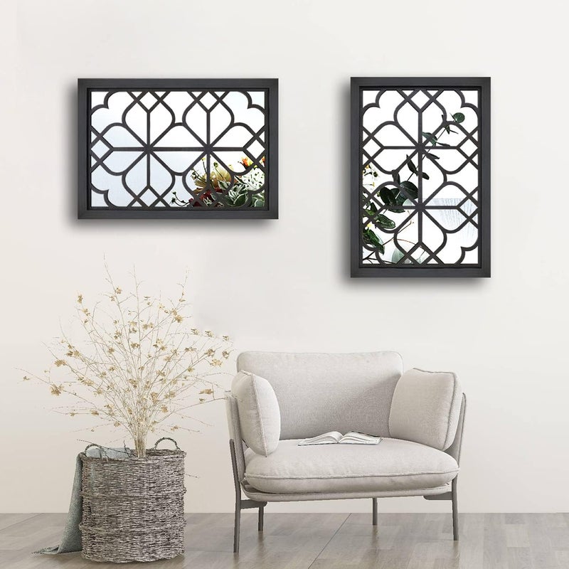 Wocred Set of 2 Rectangular Wall Mirror,Gorgeous Rustic Farmhouse Accent Mirror,Black Entry Mirror for Bathroom Renovation,Bedrooms,Living Rooms and More(11”x15”) - Image 2