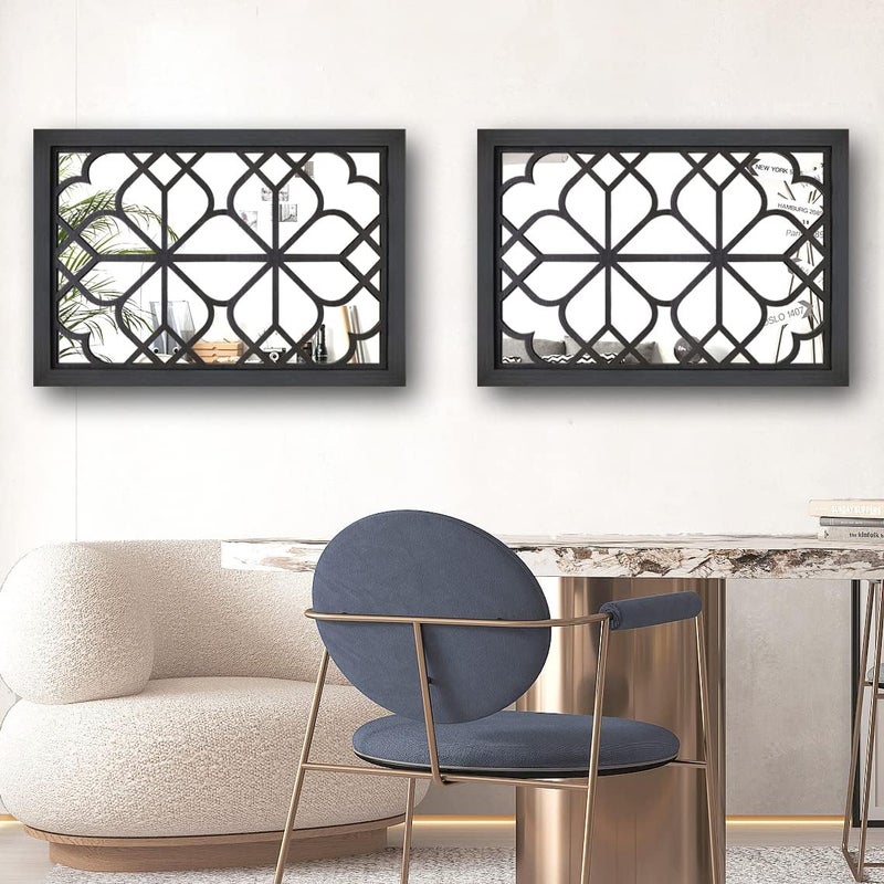 Wocred Set of 2 Rectangular Wall Mirror,Gorgeous Rustic Farmhouse Accent Mirror,Black Entry Mirror for Bathroom Renovation,Bedrooms,Living Rooms and More(11”x15”) - Image 3