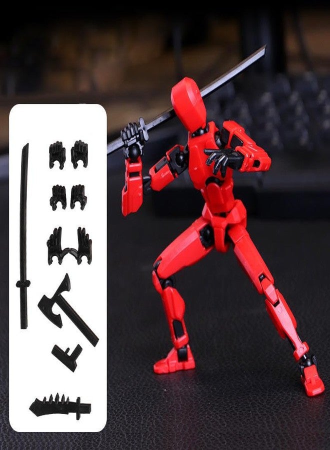 Sentosa Action Figure Toy, DIY Assembly Dummy 13 Action Figure, Articulated Robot, Desktop Decor, Gift Idea for Kids & Adults, Durable ABS Material (Red) - Image 3
