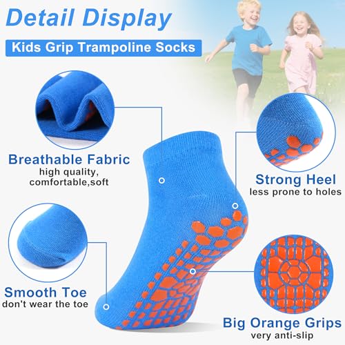 Tphon Boys Non Slip Trampolines Socks with Grips Ankle Socks for Toddler Girls Low Cut Athletic Socks for Sports Games 6 Pairs - Image 2