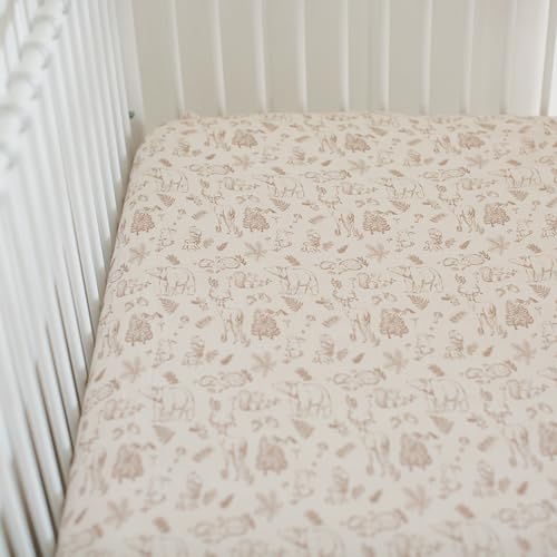 Sorrel + Fern Crib Sheets Neutral - Fitted Baby Crib Sheets Bed for Girl Boy - 2 Pack Standard & Toddler Mattress - Buttery Soft Organic Cotton Blend (Magic Forest) - Image 4