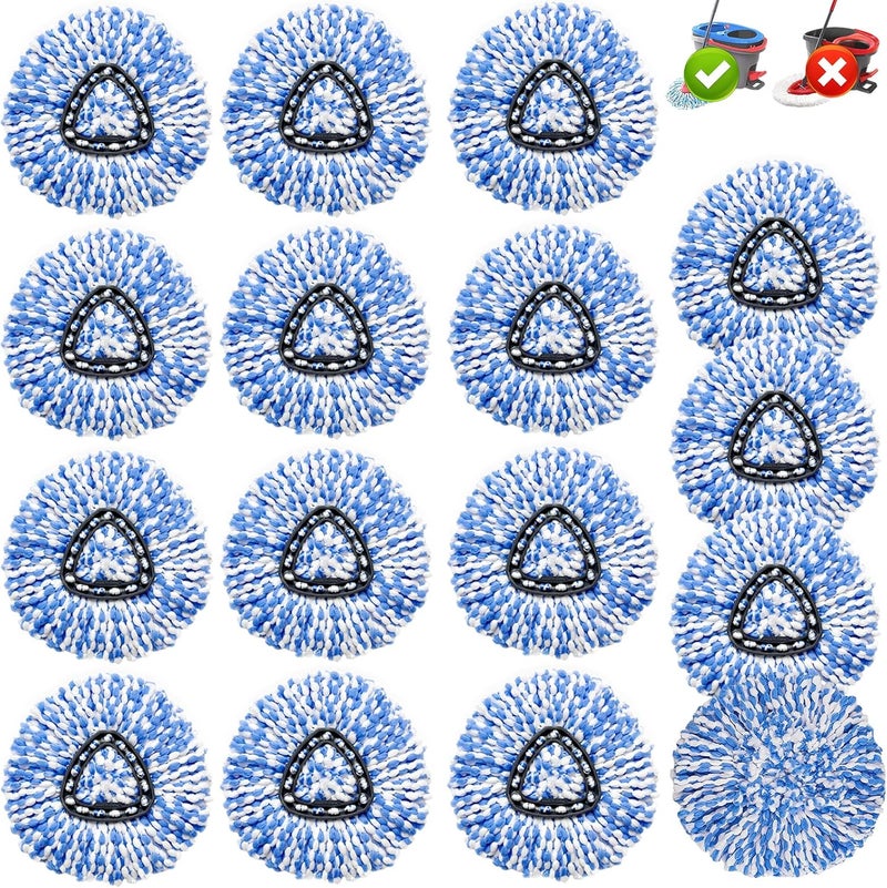 High-PQ 16 Pack Spin Mop Replacement Heads, Only Fit for RinseClean 2-Tank System, 100% Microfiber Spin Mop Refill Head,Spinning Mop Head Replacement for Floor Cleaning - Image 1