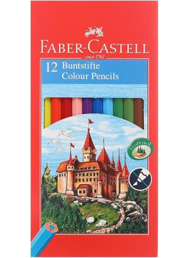 Faber Castle Faber Castell Premium Quality Multi Color Wood Long Buntstifte Color Pencils Set Of 12 Pieces - Ideal For Office And Students - Image 1
