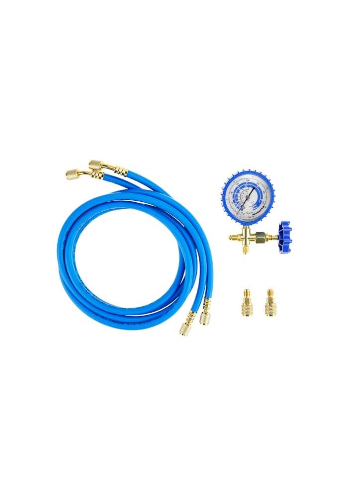 QWORK Recharge Kit with AC Charging Hose Manifold Gauge Compatible with R410a R22 R134a 59 Hose 800 PSI Working Pressure Includes Adapters - Image 1