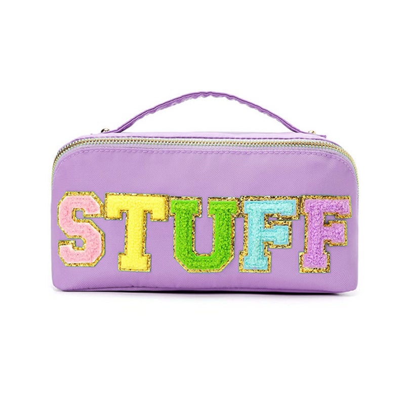 Explosions Towel Embroidered Letters Portable Cosmetic Bag Women'S High-End Sense Portable Travel Toiletry Bag Storage Bag - Image 5