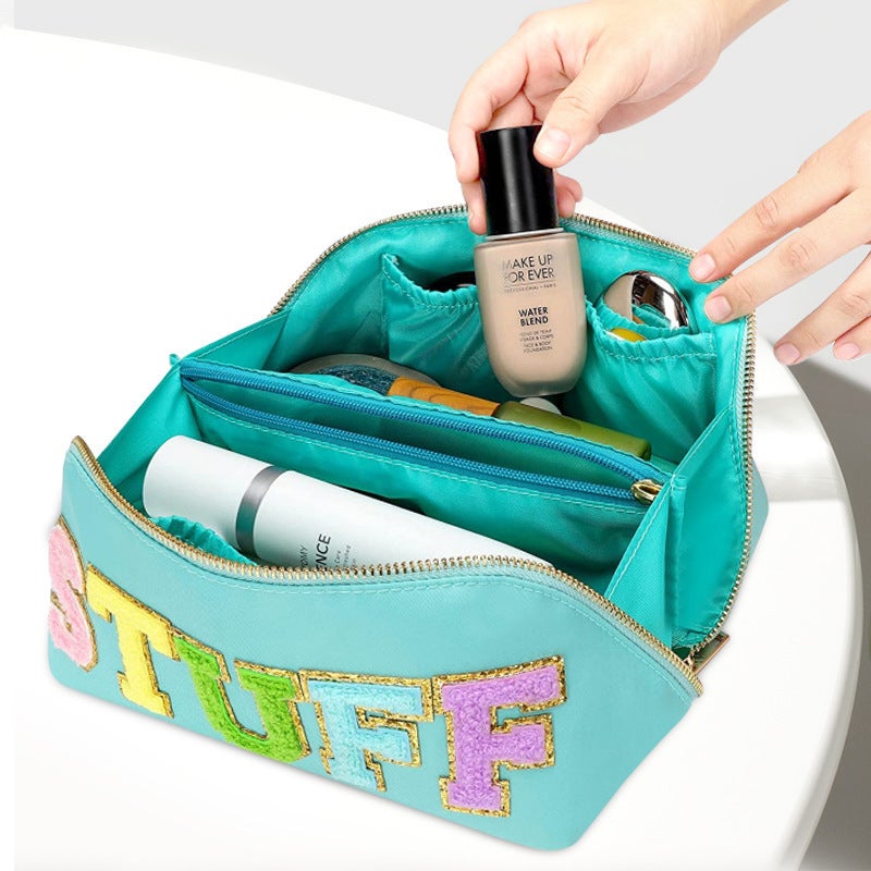 Explosions Towel Embroidered Letters Portable Cosmetic Bag Women'S High-End Sense Portable Travel Toiletry Bag Storage Bag - Image 4