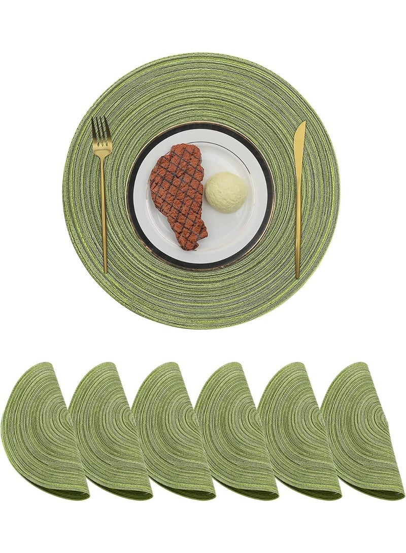 6 قطع مفارش طاولة مستديرة، مفارش طاولة طعام، مفارش طاولة منسوجة، مفارش طاولة مقاومة للحرارة، بساط قطني مانع للانزلاق، مفارش طاولة طعام كبيرة - Image 1