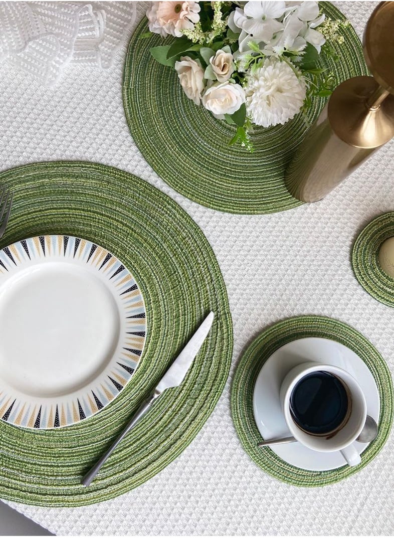 6 قطع مفارش طاولة مستديرة، مفارش طاولة طعام، مفارش طاولة منسوجة، مفارش طاولة مقاومة للحرارة، بساط قطني مانع للانزلاق، مفارش طاولة طعام كبيرة - Image 5