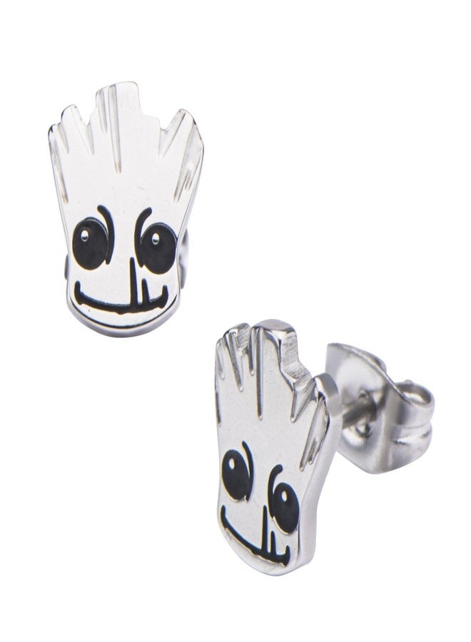 Marvel Comics Girls Guardians of the Galaxy Groot Stainless Steel Stud Earrings, Silver, One Size - Image 1