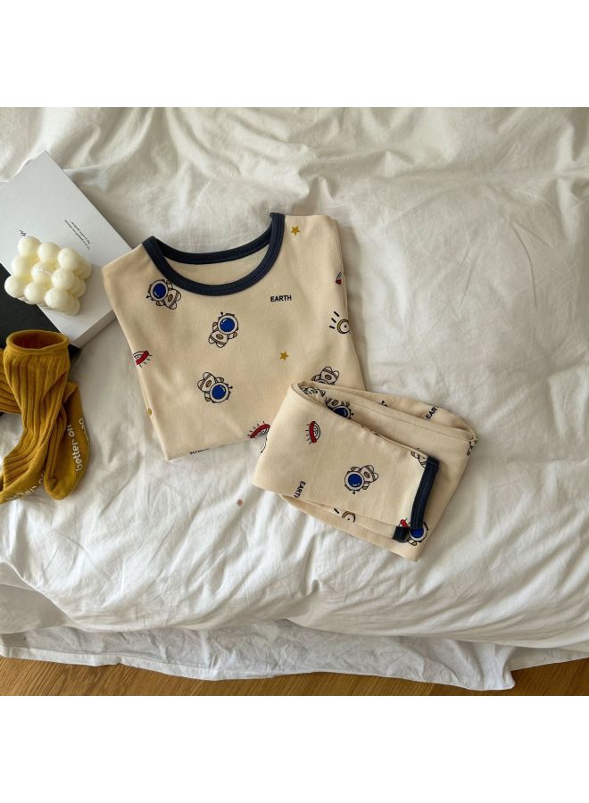 Men's Women's Children Baby Pajamas 270g Wool Spandex Homewear Korean Style Fashion Cartoon Thermal Underwear Set