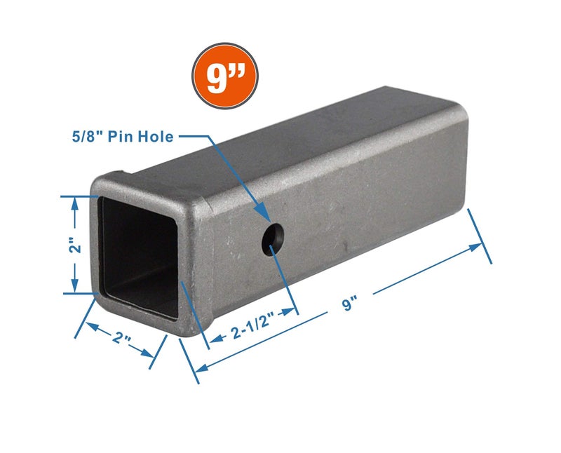TOPTOW 64454 Trailer Hitch Receiver Tube 2-inch X 9-inch Length Combo Bar, Weld on Raw Steel - Image 1