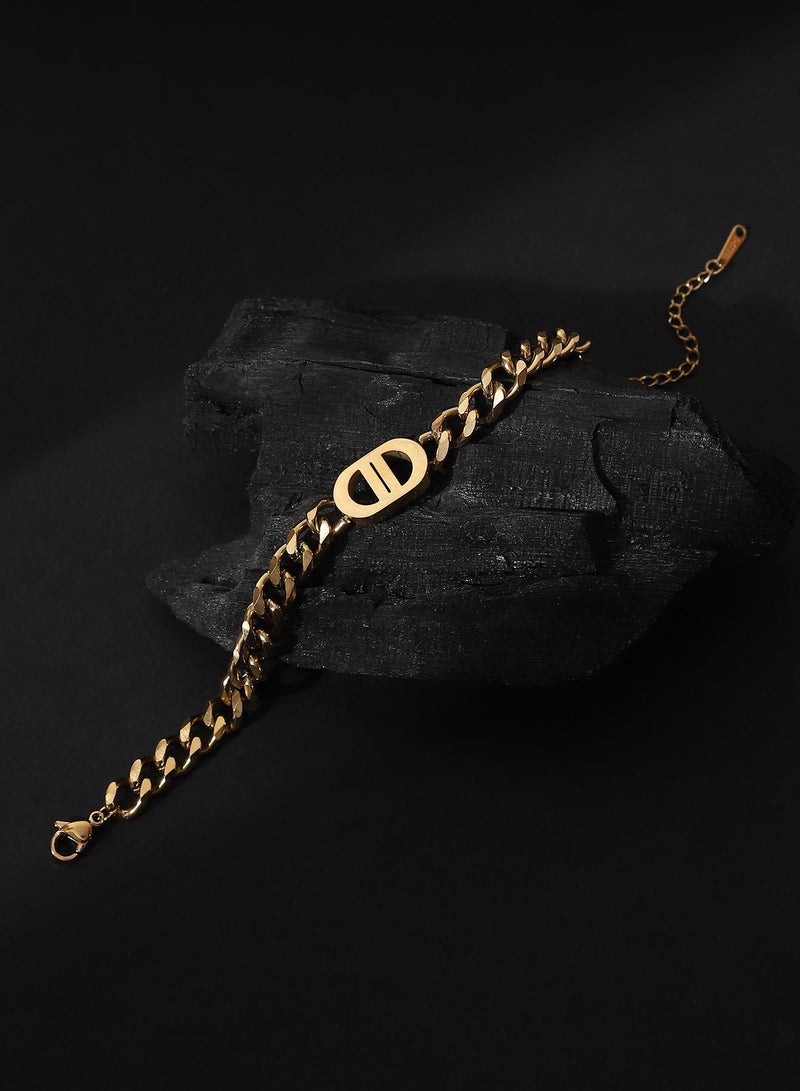 SOHI Women The Curved-Link Chain Bracelet | California  Colour | One-Size | Metallic Alloy Material | Lobster Clasp Closure | Bracelet For Casual & Evening Wear - Image 1