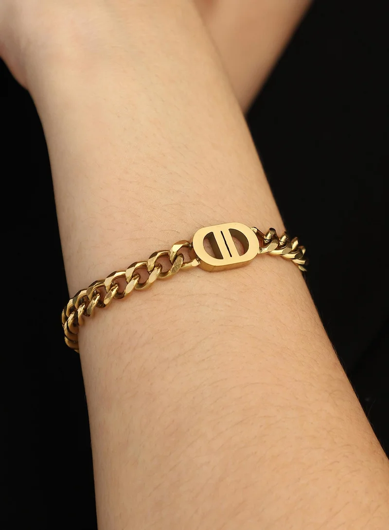 SOHI Women The Curved-Link Chain Bracelet | California  Colour | One-Size | Metallic Alloy Material | Lobster Clasp Closure | Bracelet For Casual & Evening Wear