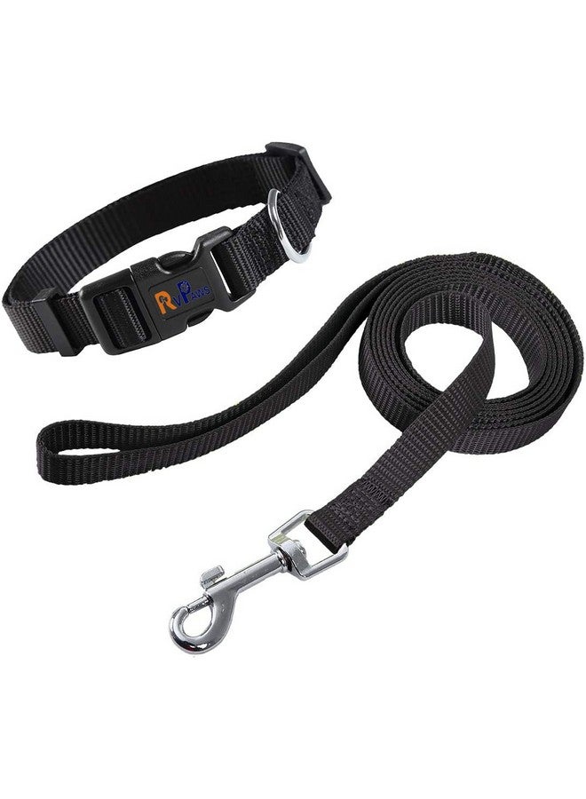 Classic Nylon Dog Collar And Leash Set, Adjustable Collar Leash Set Buckle Safety For Small Medium Dogs Walking Running Training 15 Mm (Black) (15Mm (Black Color)) - Image 2