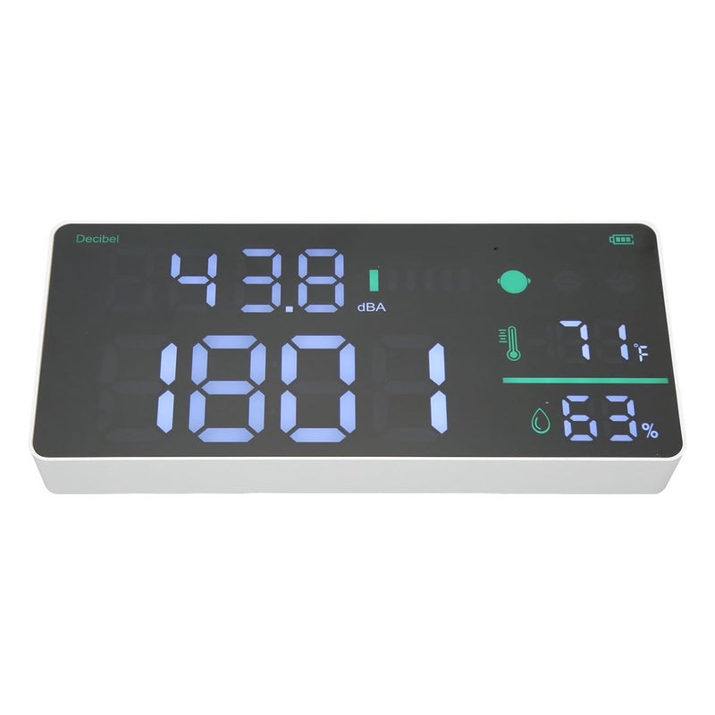 Digital Decibel Meter 30 130dBA LED Display Thermometer Hygrometer Clock USB Charging ABS - Image 4