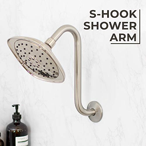 JS Jackson Supplies Shower Head Extension Arm with Flange,10.5 Inch High-Rise Curved S Shaped Design, Stainless Steel, Standard 1/2" Connection, Brushed Nickel Finish - Image 2