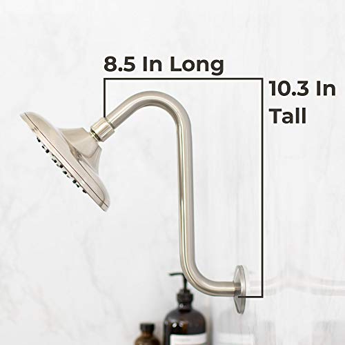 JS Jackson Supplies Shower Head Extension Arm with Flange,10.5 Inch High-Rise Curved S Shaped Design, Stainless Steel, Standard 1/2" Connection, Brushed Nickel Finish - Image 5