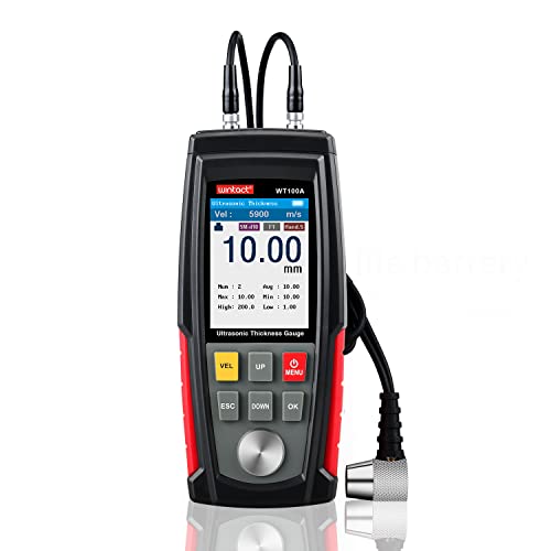 Wintact Digital Ultrasonic Thickness Gauge, Range 0.039 to 11.81 in with Probe for Measuring Metal and Nonmetal Materials, Steel, Cylinder Wall, Plastic, Glass, PVC, Pipes (WT100A) - Image 1