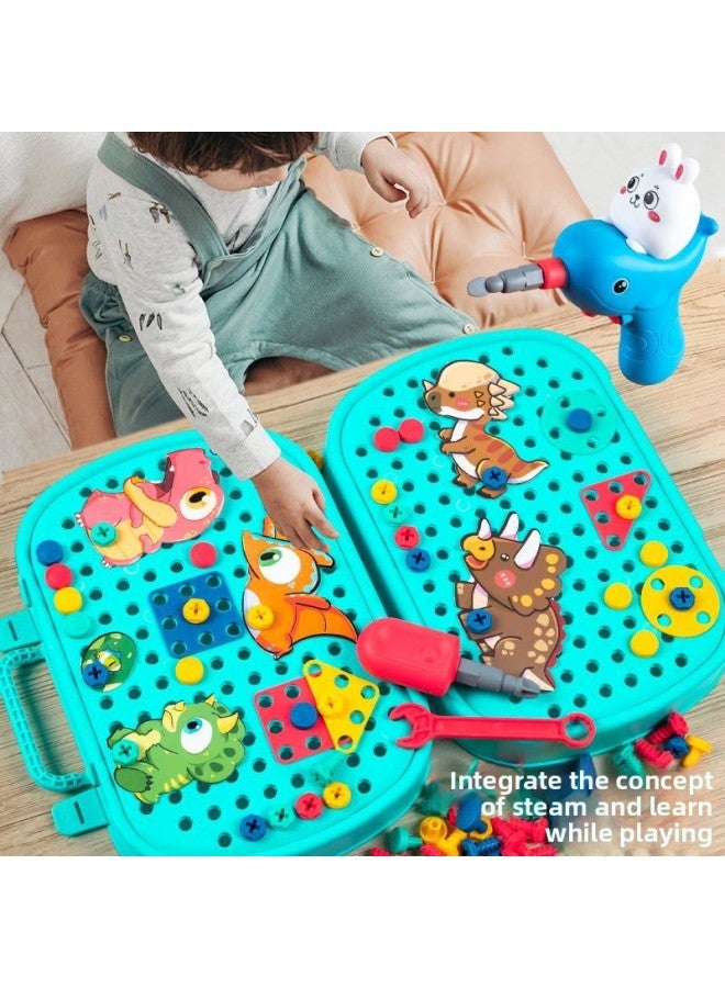 Shake The Sound Of The Same Children's Screw Pin Disassembly Toolbox Toy Electric Drill DIY Assembly Boy Cross-border-color:Thickened [Zoo] Tool Box Style 362-piece Set [Chinese E-commerce Box]  - Image 2
