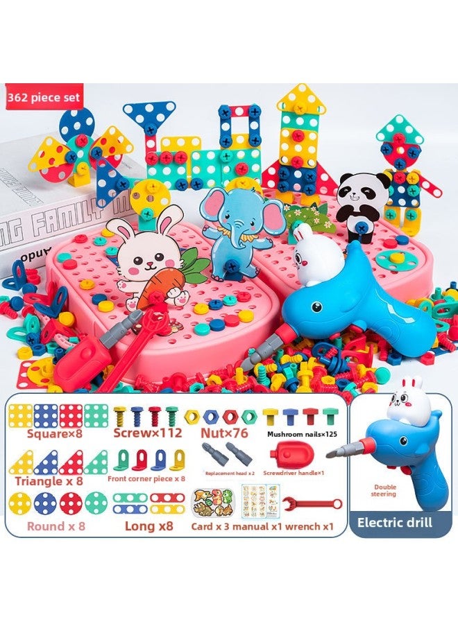 Shake The Sound Of The Same Children's Screw Pin Disassembly Toolbox Toy Electric Drill DIY Assembly Boy Cross-border-color:Thickened [Zoo] Tool Box Style 362-piece Set [Chinese E-commerce Box]  - Image 1