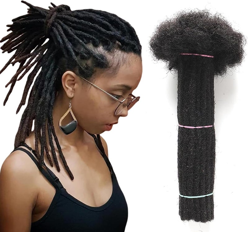 06cm Thickness 14 Inch 60Strands Real Human Hair Dreadlock Extensions for ManWomen Full Head Handmade Permanent loc Extensions Bundles Can Be Dyed Bleached Curled and Twisted