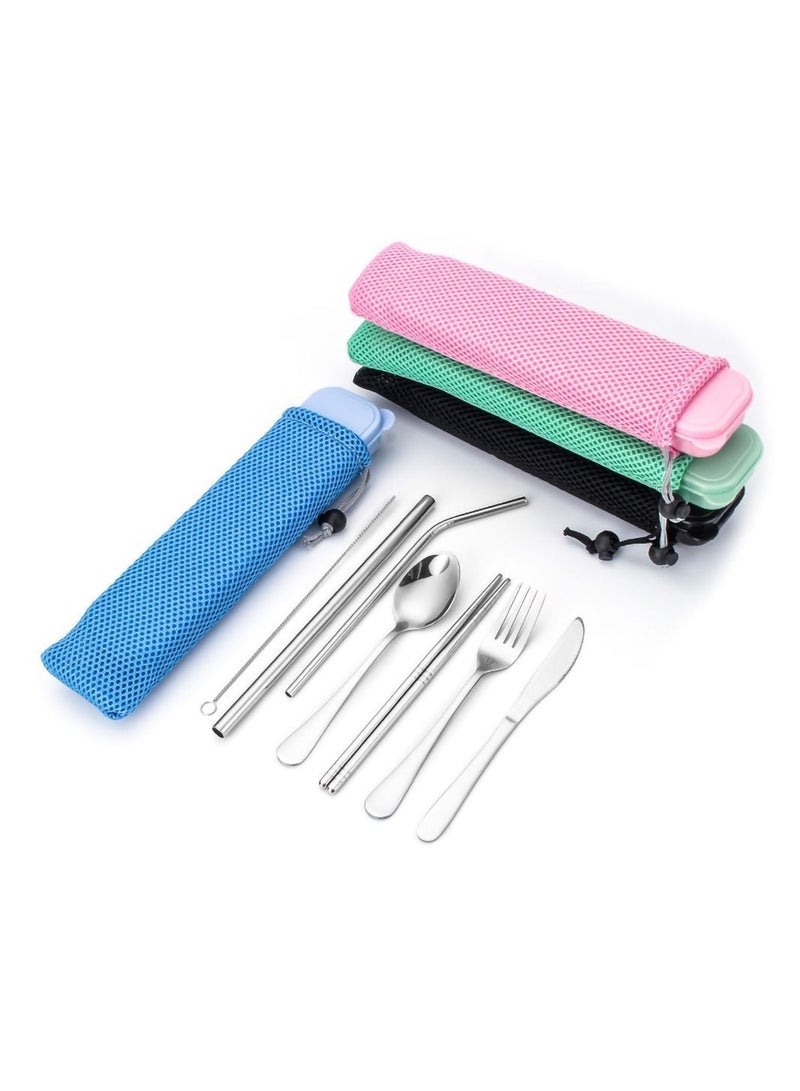 4 Sets Portable Cutlery with Case Travel Utensil Set for Picnic Camping or Daily Use - Image 2
