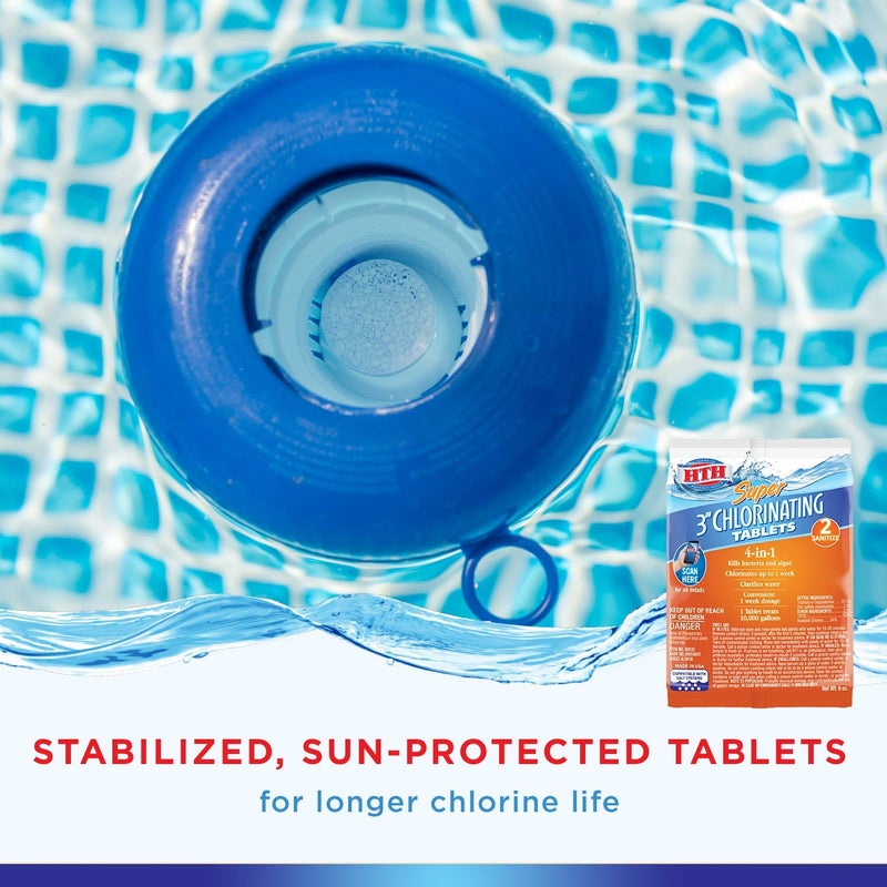 HTH 42032 Super 3-inch Chlorinating Tablets Swimming Pool Chlorine Sanitizer, 6 oz - Image 3
