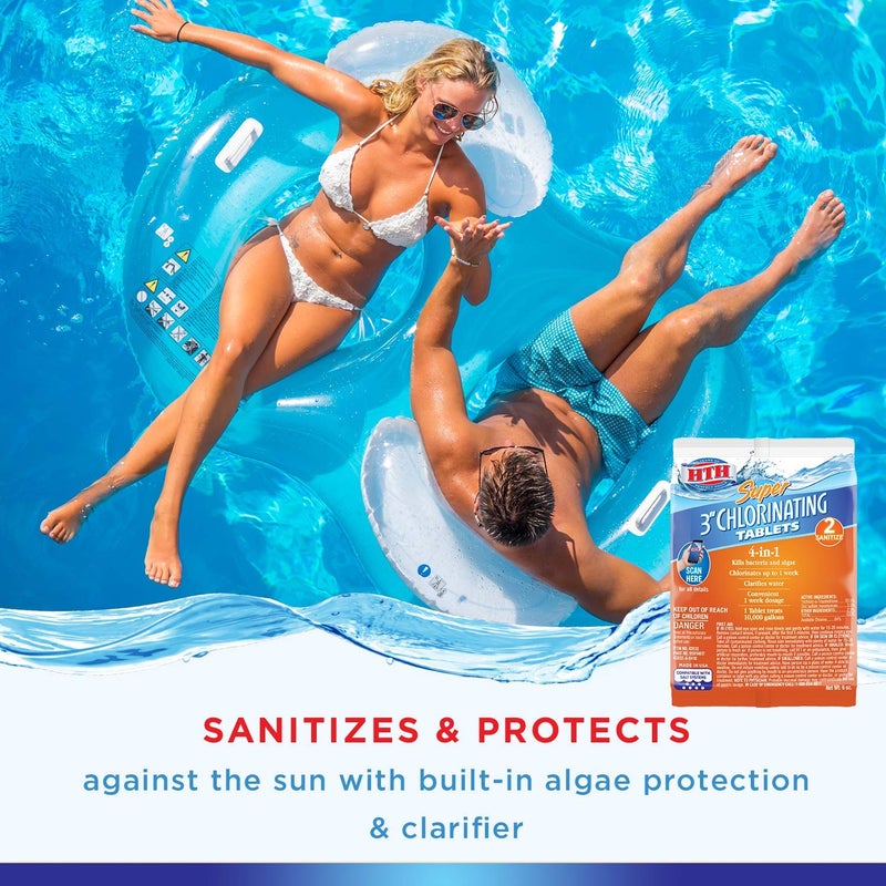 HTH 42032 Super 3-inch Chlorinating Tablets Swimming Pool Chlorine Sanitizer, 6 oz - Image 2