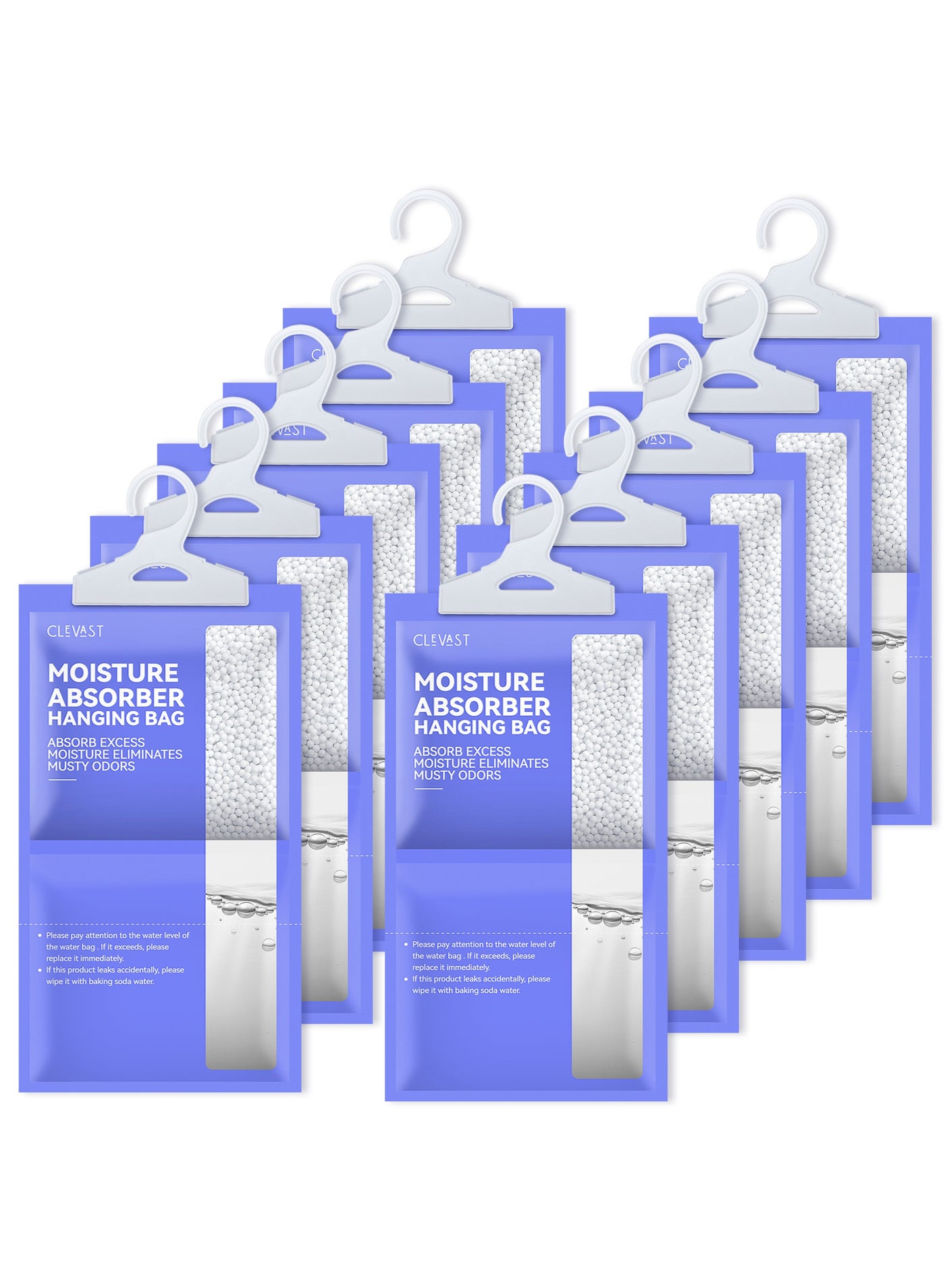 CLEVAST Moisture Absorbers Packets (230g/pack) - 10 Pack, Dehumidifier Bags for Closet, Hanging Humidity Absorber in Wardrobes, Bedrooms, Bathrooms