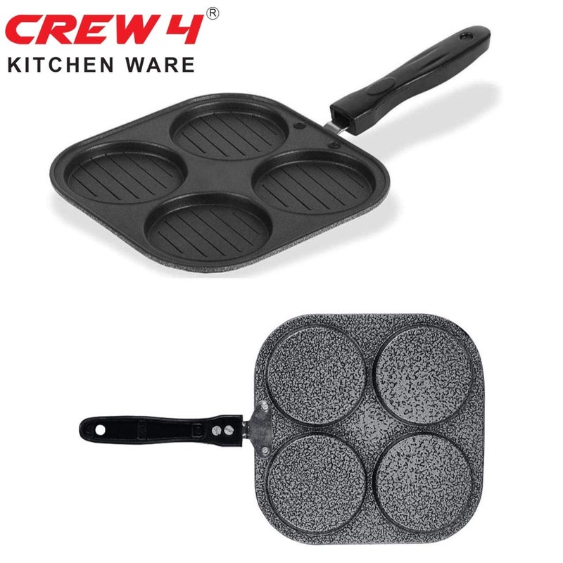 CREW4 مقلاة دوسا CREW4 (حمراء/مقاس 12) ومجموعة صانع الوجبات الخفيفة 4 تجاويف - Image 5
