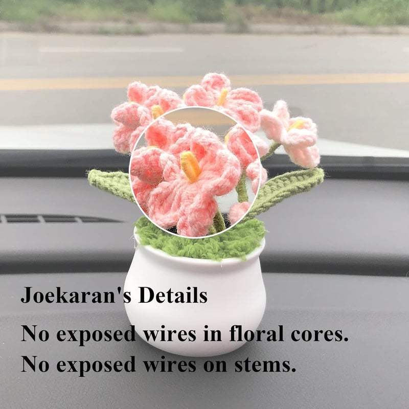 Joekaran Crochet Flowers Cute Potted Flower, Gift for Birthday, Teacher’s Day, Graduation, Anniversary, Christmas, Valentines, Decor for Car Dashboard,Home Office Decoration (Pink Gradient Myosotis) - Image 3
