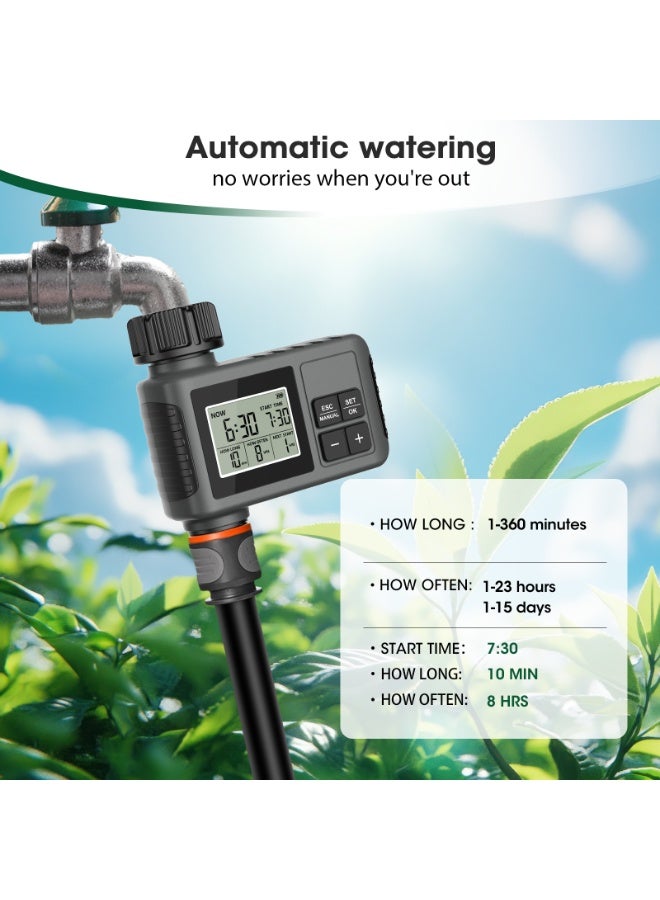 UanTii Digital Watering Timer Programmable Drip Irrigation Timer Automatic Irrigation Controller Hose Faucet Garden Drip Water Timer - Image 3