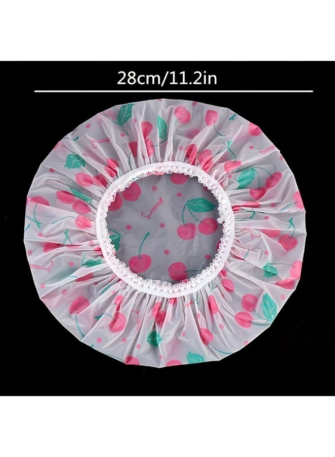 KHAJUL 6-Piece Adjustable Printed Bath Caps, Waterproof and Reusable with Elastic Band for Women's Spa Salon - Image 2