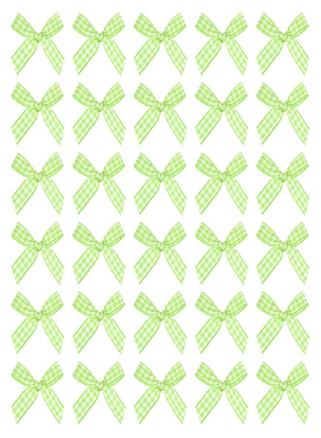 MECCANIXITY 50 Pcs Mini Gingham Ribbon Bows 1.8 Inch Checkered Plaid Bow Fabric Satin for Craft DIY Cake Sewing Wedding Birthday Party Wrapping Christmas Decoration, Green White - Image 1