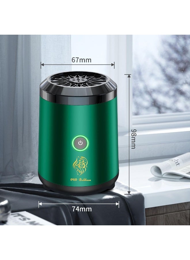 تايجر Portable Mini Electric Incense Burner – Green USB Rechargeable Bakhoor & Oud Diffuser | Arabic Style Mubkhar Device for Home, Office, Travel & Car Aromatherapy | Cordless, Silent, Elegant Design with Long-Lasting Fragrance Output - Image 5