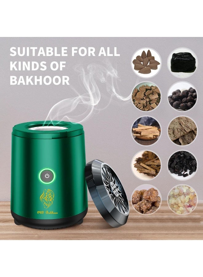 تايجر Portable Mini Electric Incense Burner – Green USB Rechargeable Bakhoor & Oud Diffuser | Arabic Style Mubkhar Device for Home, Office, Travel & Car Aromatherapy | Cordless, Silent, Elegant Design with Long-Lasting Fragrance Output - Image 3